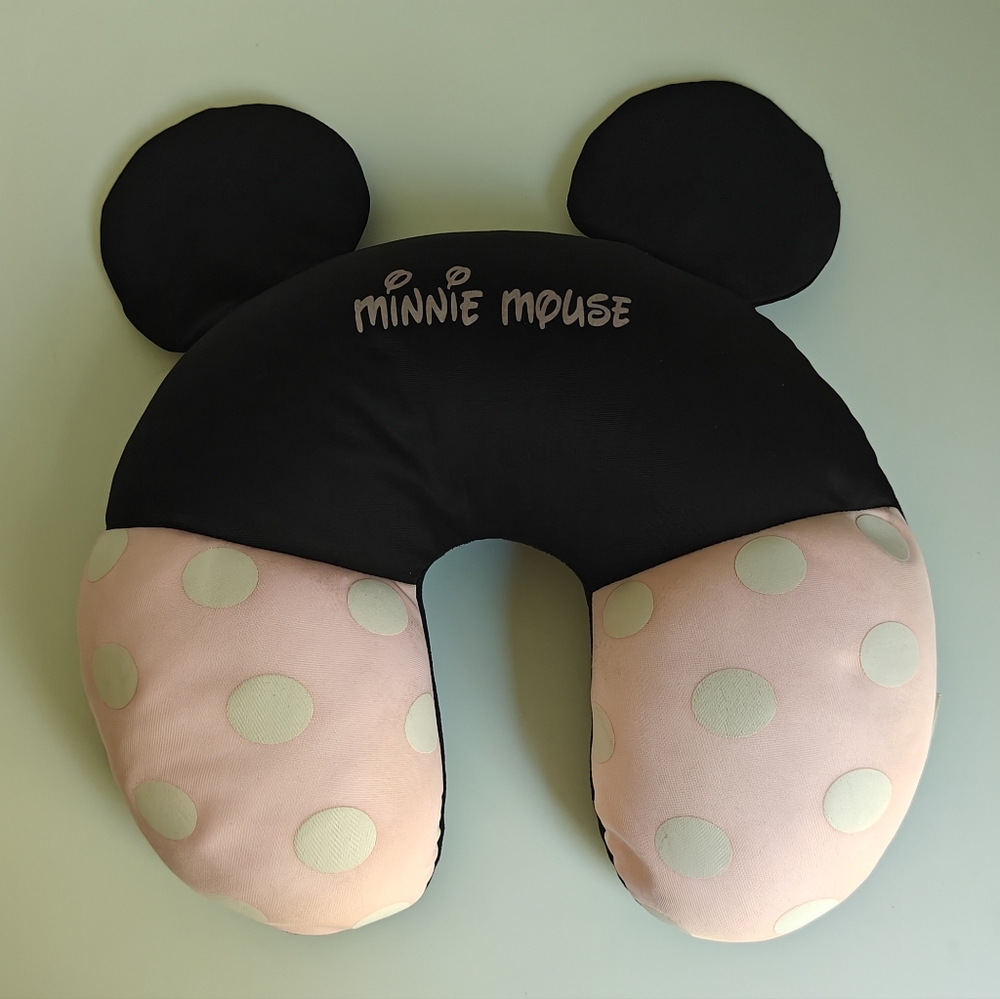 Disney Minnie Mouse Black Pink And White Polka Dot Travel Pillow